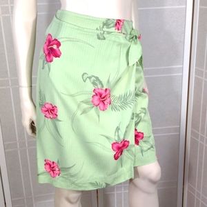Rayon wrap skirt lime green tropical 16
